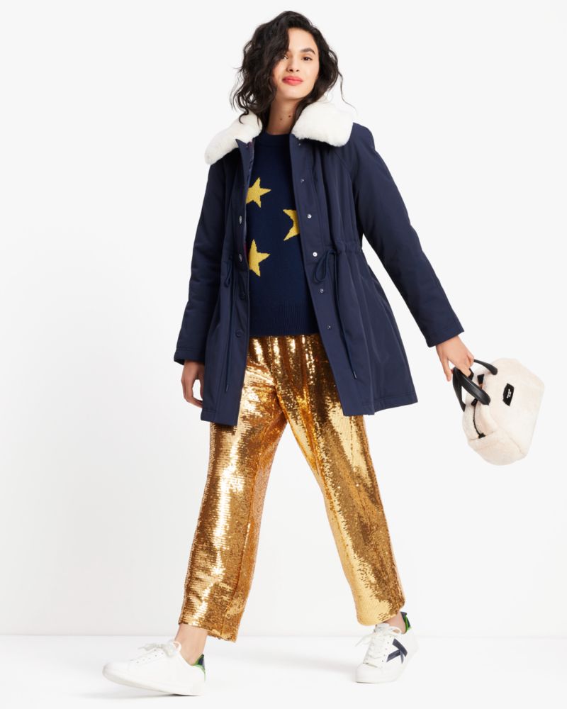 Cinch Waist Faux Fur Coat