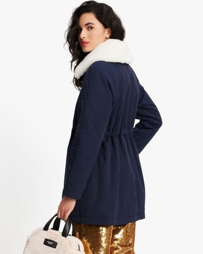 Cinch Waist Faux Fur Coat