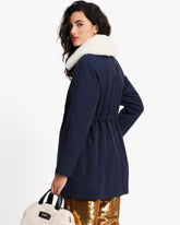 Cinch Waist Faux Fur Coat