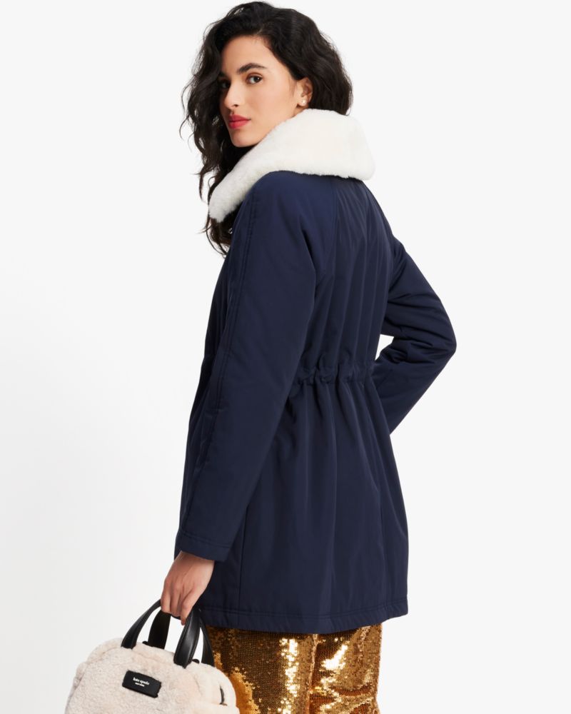 Cinch Waist Faux Fur Coat