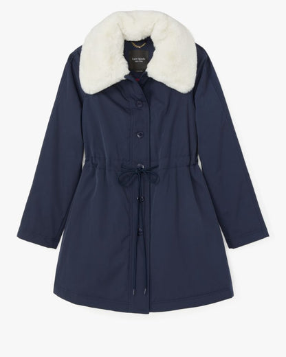 Cinch Waist Faux Fur Coat