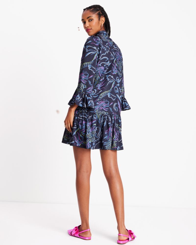 Lunar New Year Dragons Tie-neck Dress