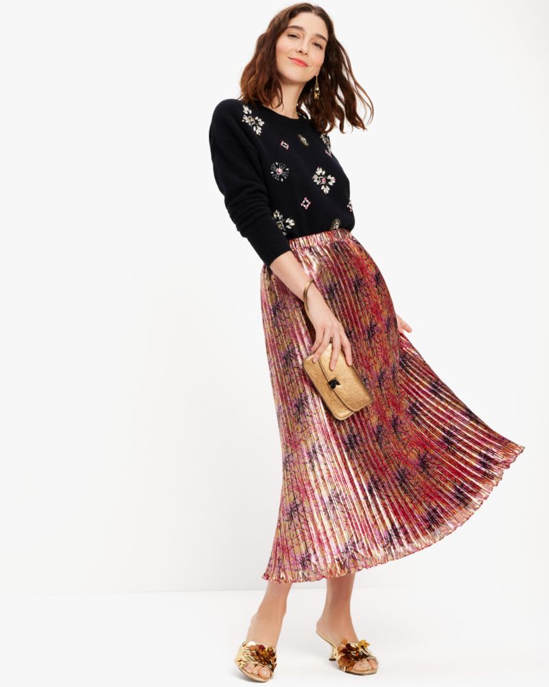 Winter Chrysanthemum Pleated Skirt