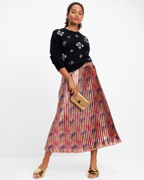 Winter Chrysanthemum Pleated Skirt