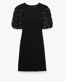 Organza Pearl Sleeve Ponte Dress