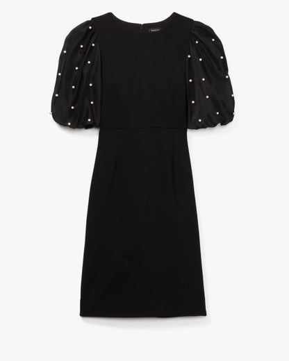 Organza Pearl Sleeve Ponte Dress