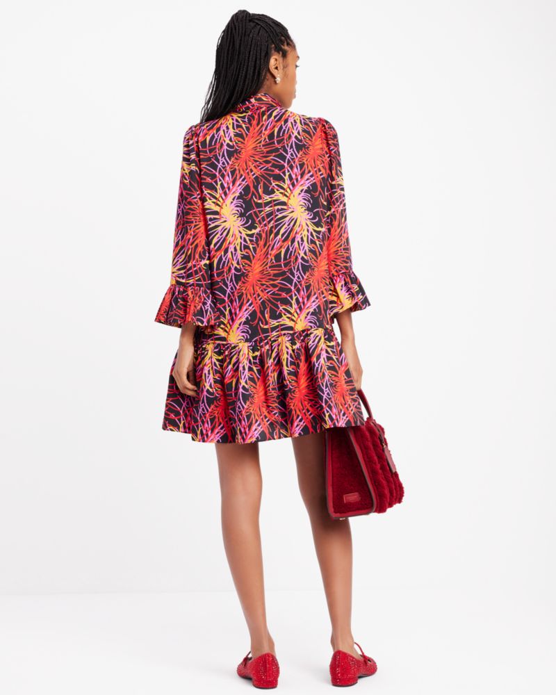 Winter Chrysanthemum Tie-neck Dress