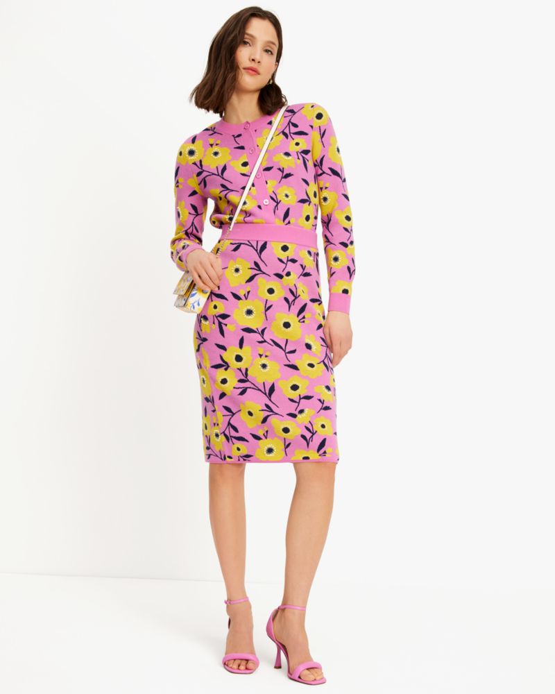 Sunshine Floral Embellished Pencil Skirt
