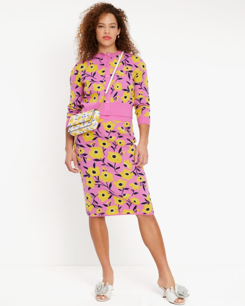 Sunshine Floral Embellished Pencil Skirt
