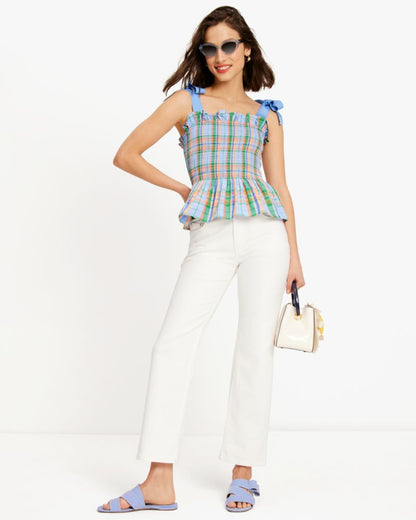 Sunshine Madras Smocked Top