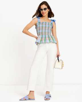 Sunshine Madras Smocked Top