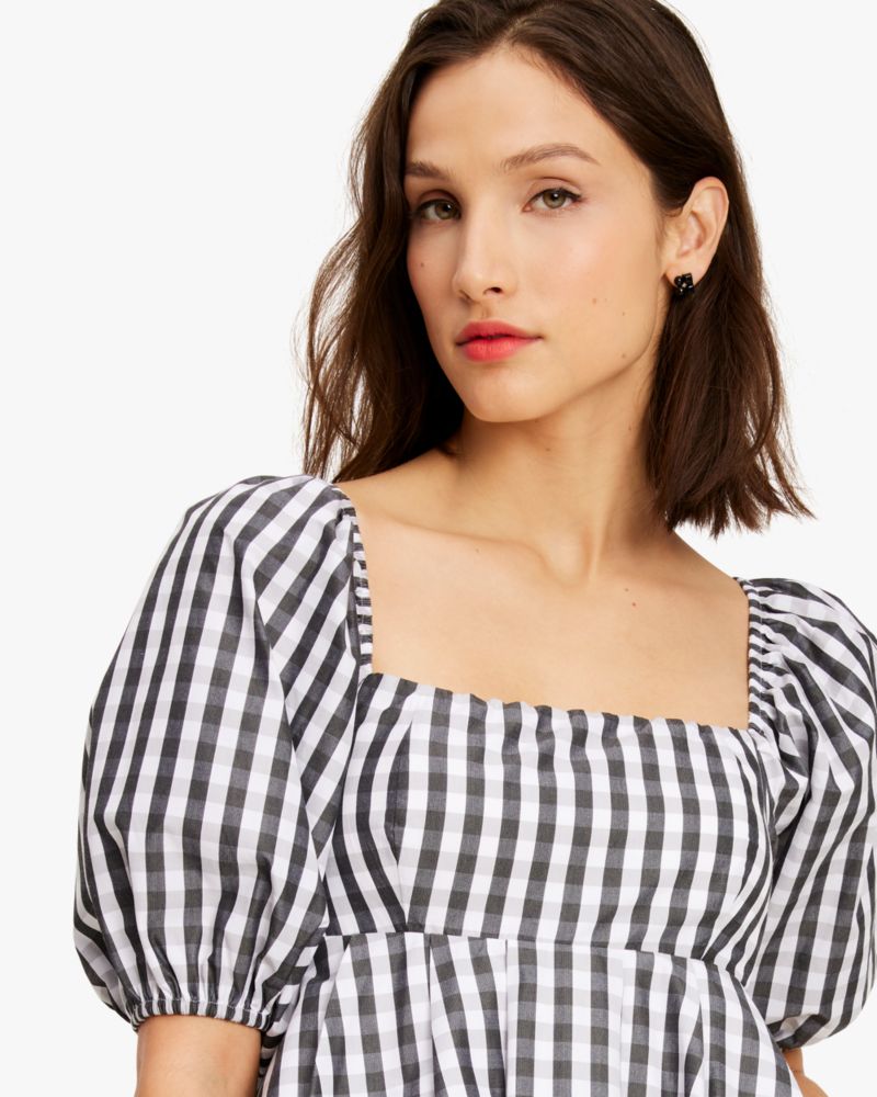 Spring Gingham Puff Sleeve Dress