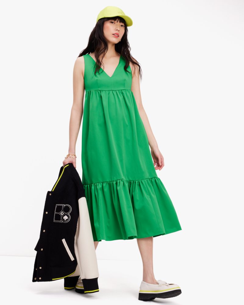 Faille V-neck Midi Dress