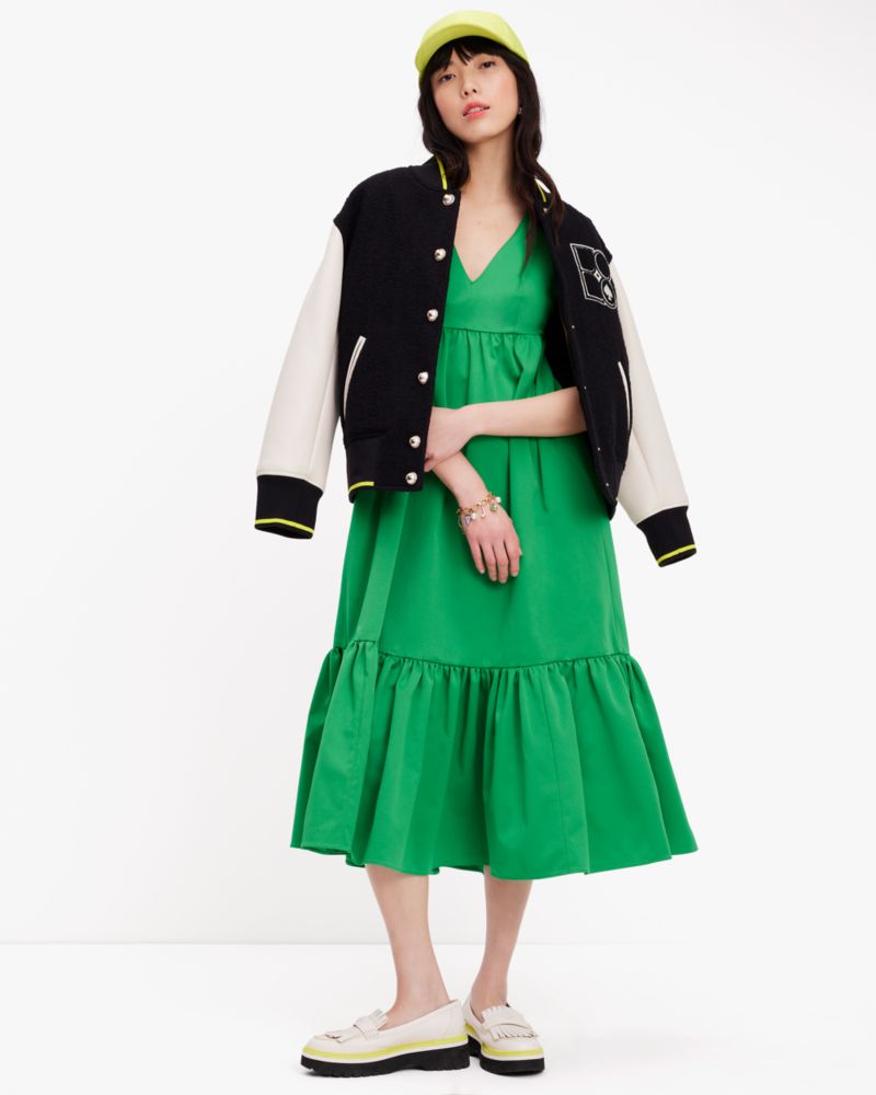 Faille V-neck Midi Dress