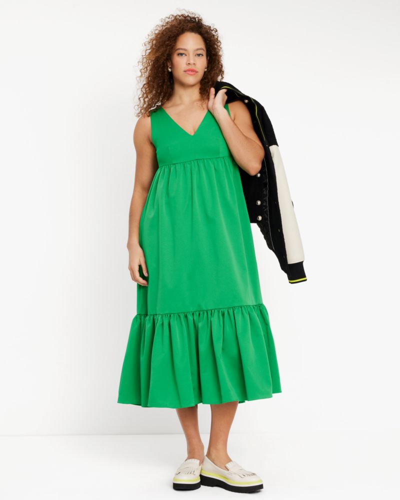 Faille V-neck Midi Dress