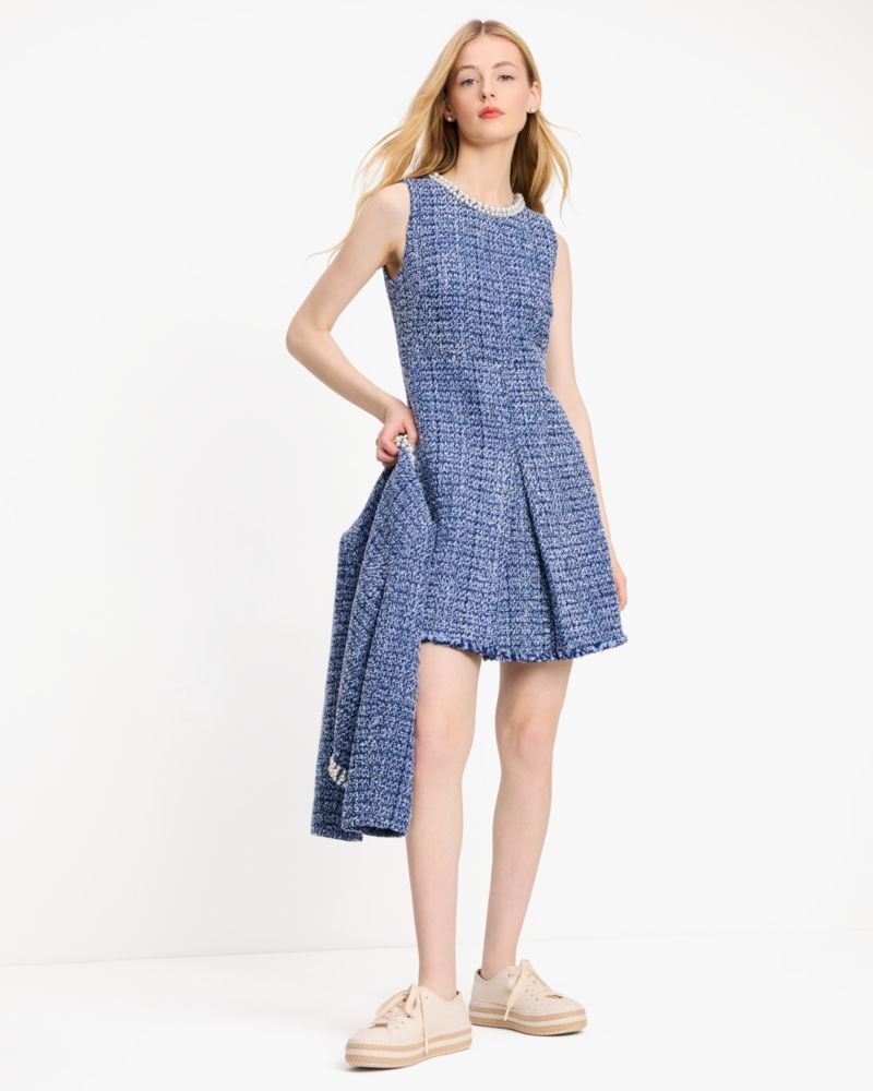 Pearl Collar Tweed Dress