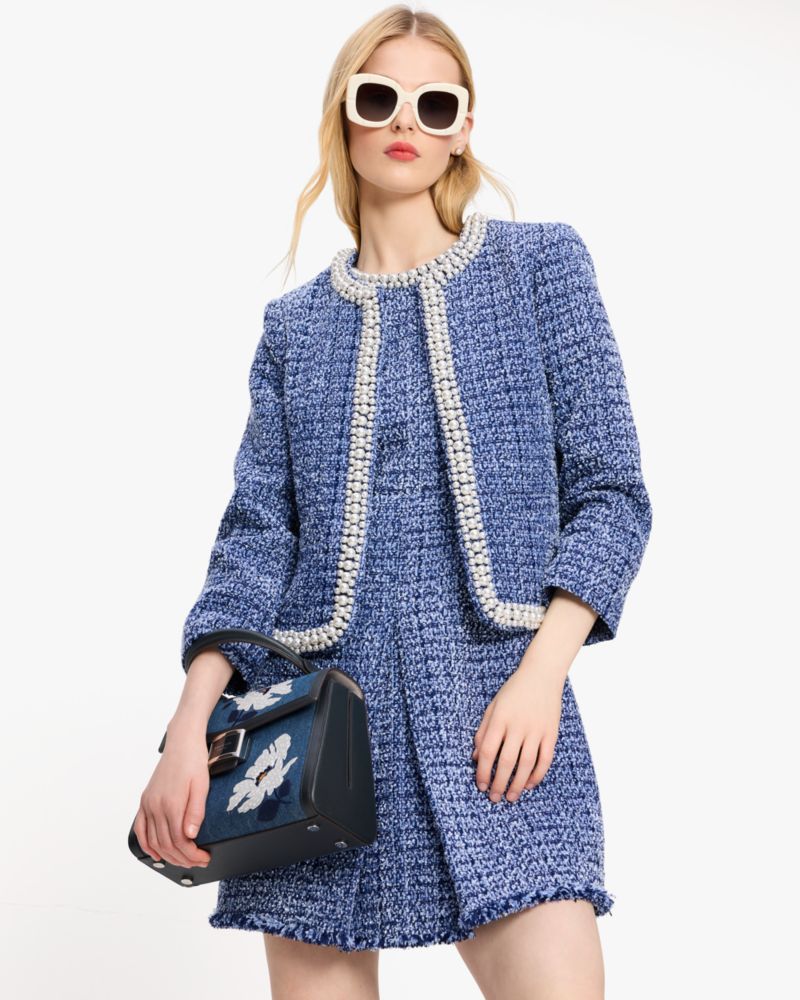 Pearl Collar Tweed Dress