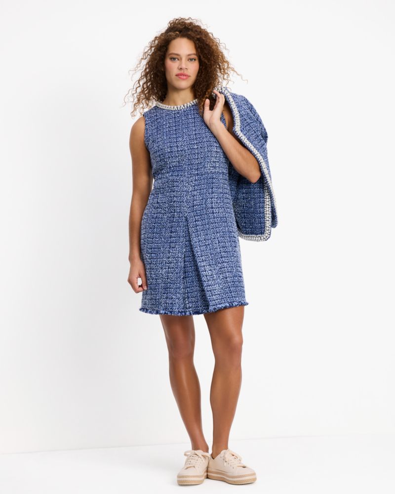 Pearl Collar Tweed Dress