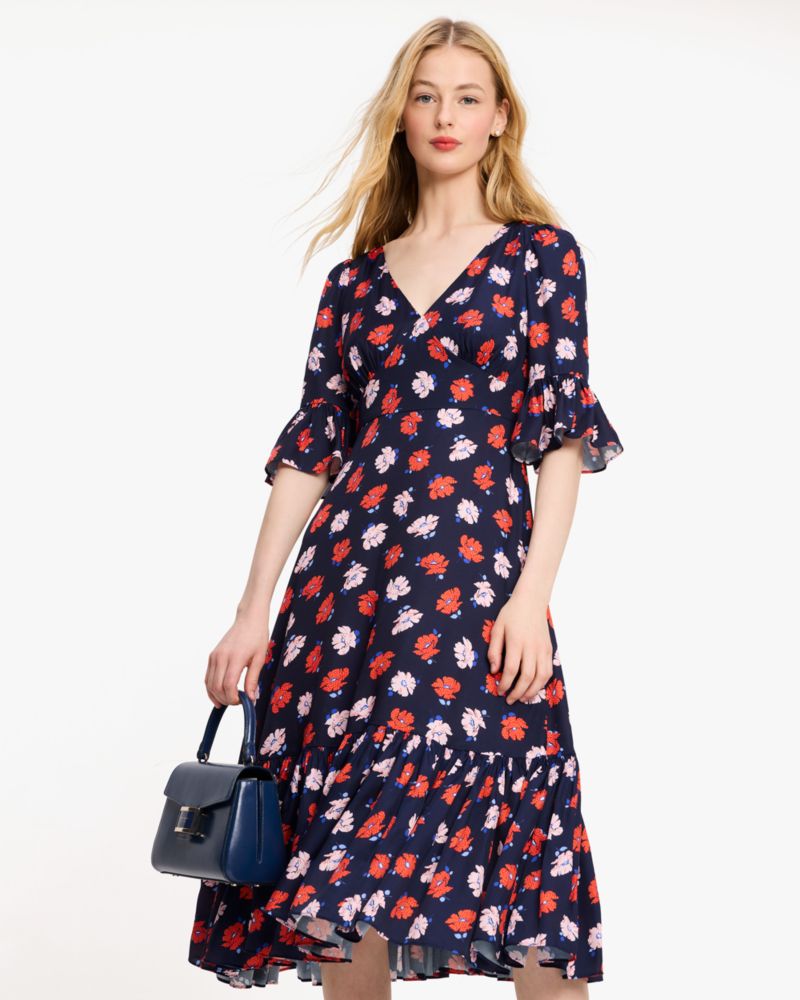 Dotty Floral Flounce Dress