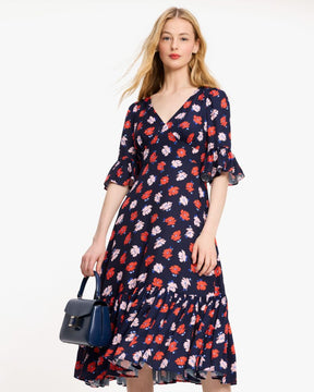Dotty Floral Flounce Dress