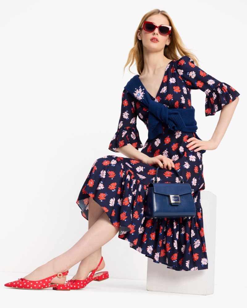 Dotty Floral Flounce Dress