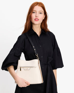 Hudson Colorblocked Pebbled Leather Shoulder Bag