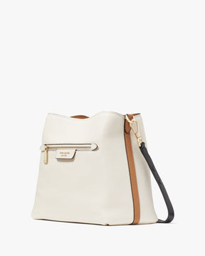Hudson Colorblocked Pebbled Leather Shoulder Bag