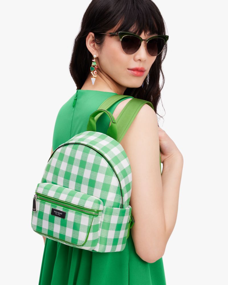 Sam Icon Gingham Printed Fabric Small Backpack