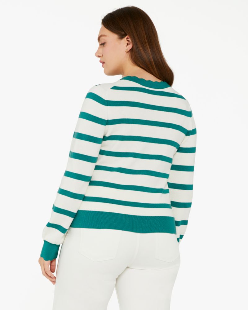 Striped Scalloped Cardigan