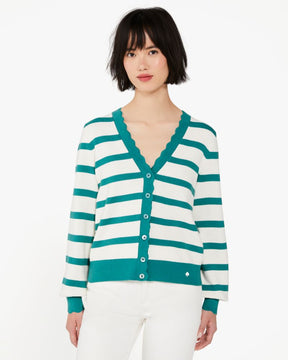 Striped Scalloped Cardigan