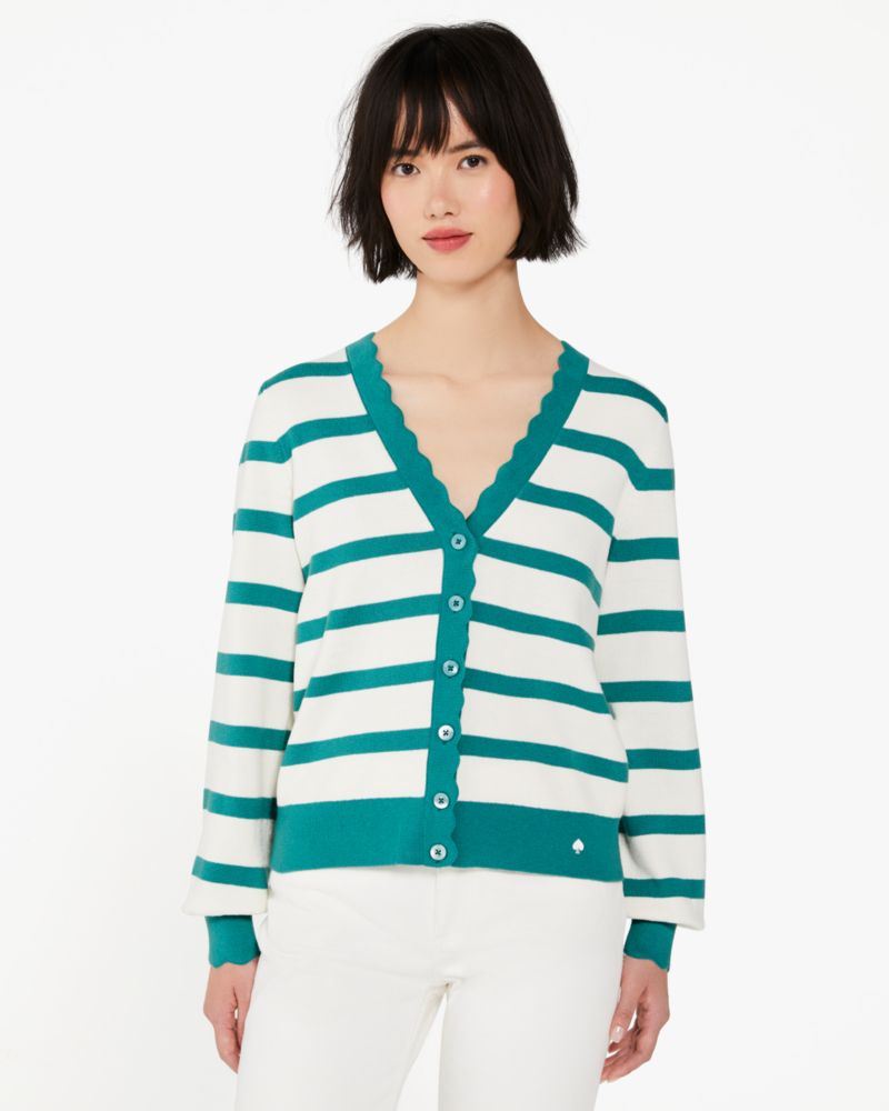 Striped Scalloped Cardigan