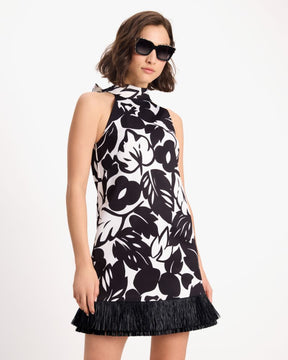 Tropical Foliage Raffia Dress