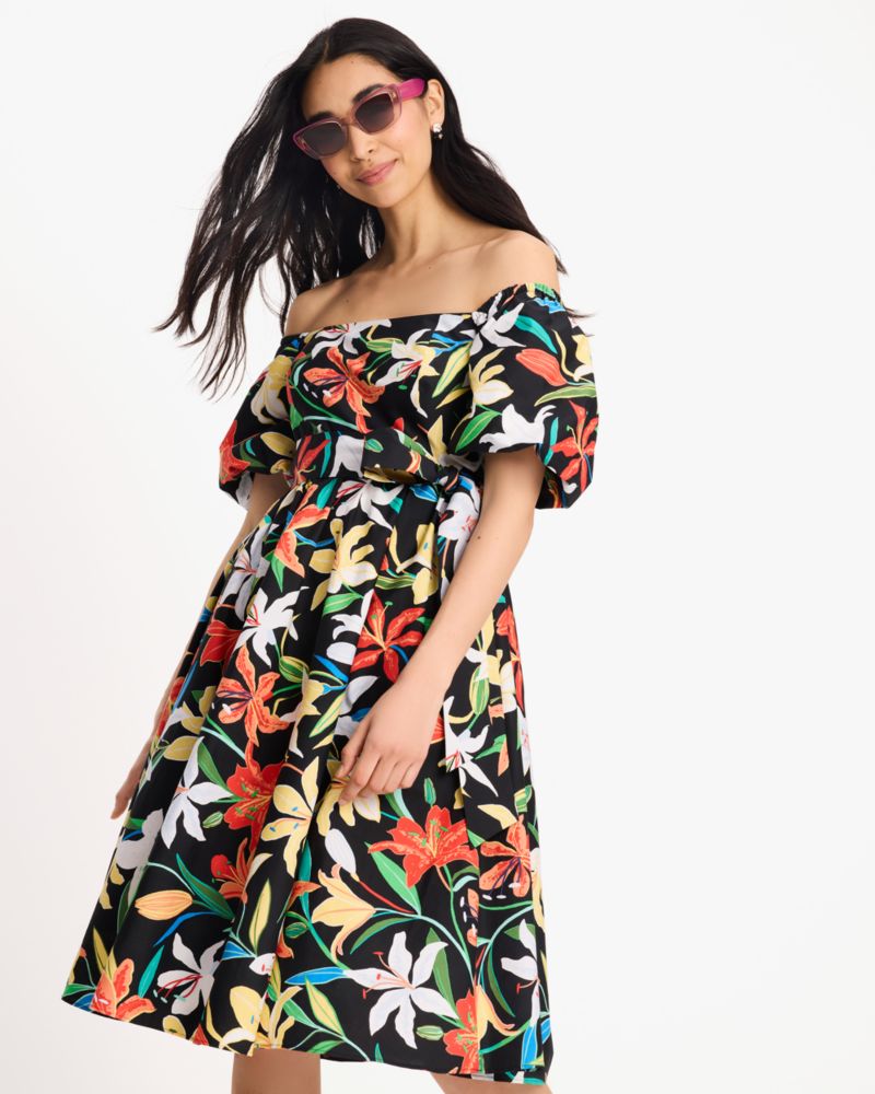 Summer Lilies Off-the-shoulder Dress