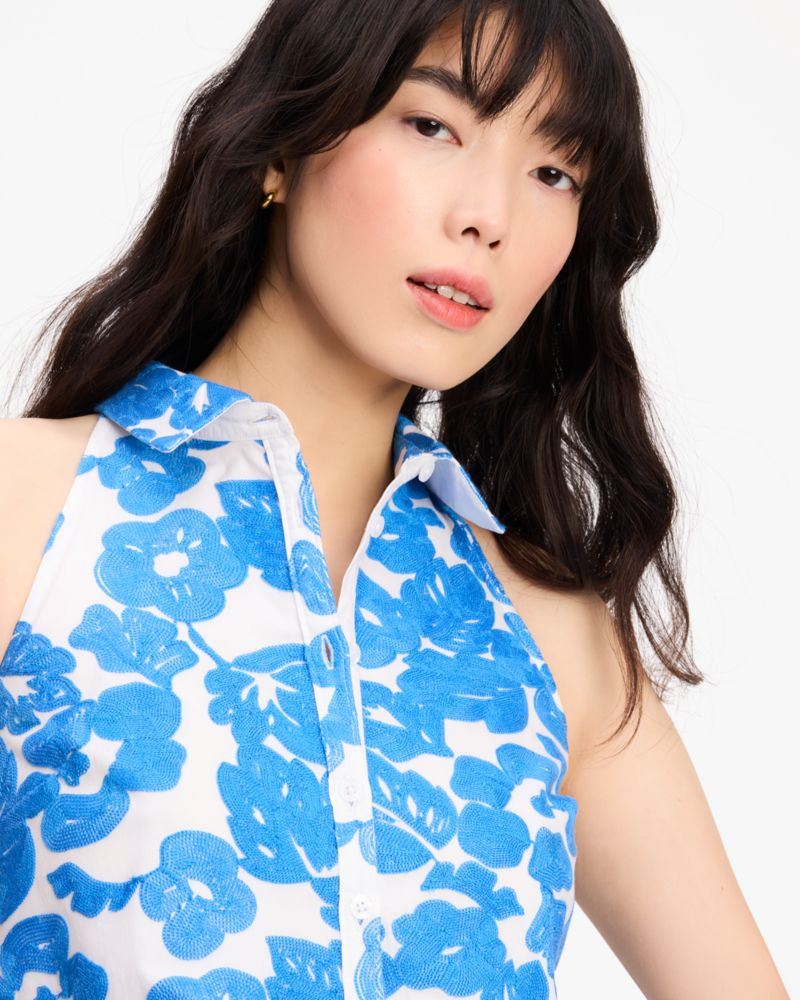 Tropical Foliage Embroidered Top
