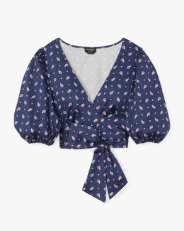 Paisley Foulard Wrap Top