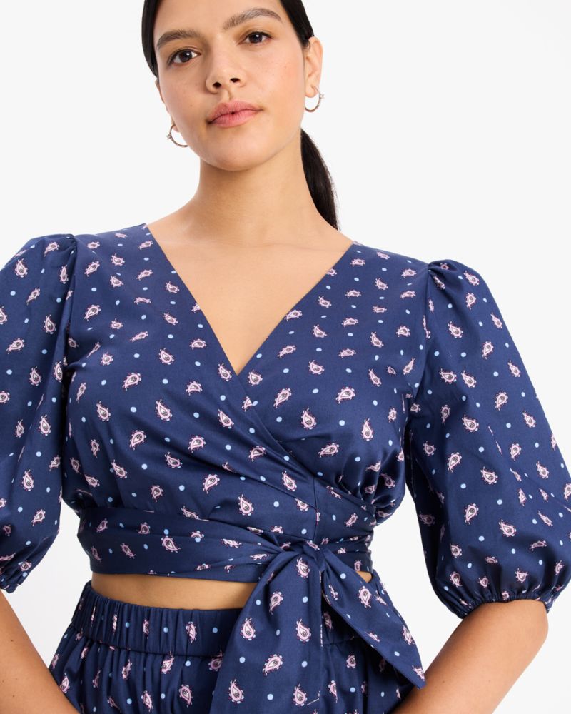 Paisley Foulard Wrap Top
