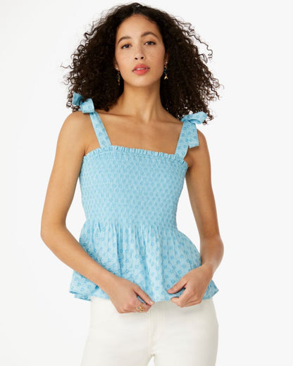 Embroidered Smocked Top