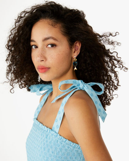 Embroidered Smocked Top