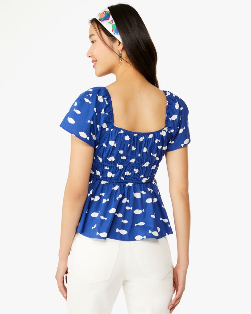 Graphic Fish Square-Neck Top