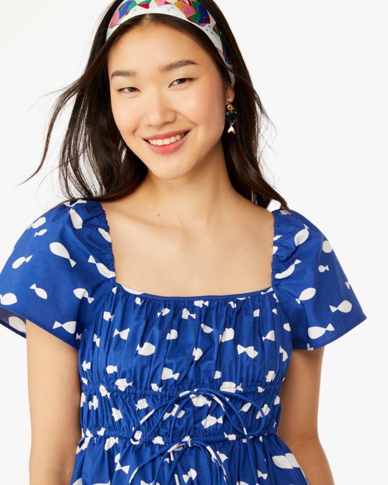 Graphic Fish Square-Neck Top