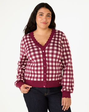 Gingham Scalloped Cardigan