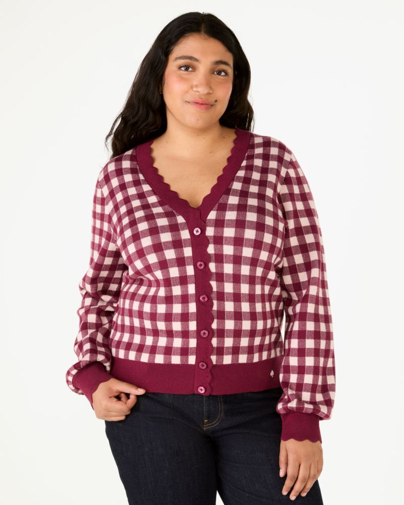Gingham Scalloped Cardigan