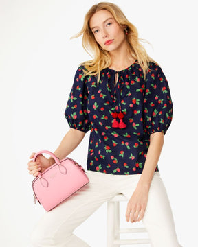 Tossed Strawberry Puff Sleeve Top