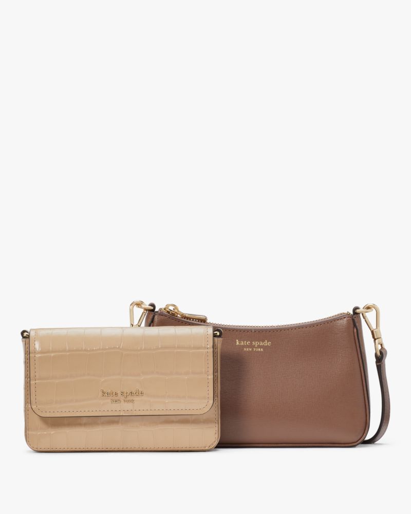 Double Up Croc Embossed Crossbody