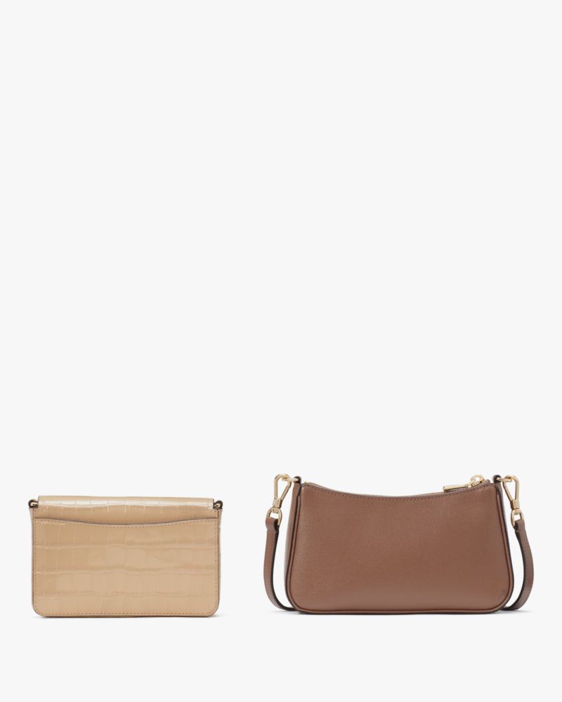 Double Up Croc Embossed Crossbody