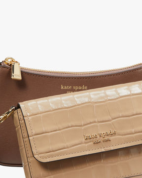Double Up Croc Embossed Crossbody
