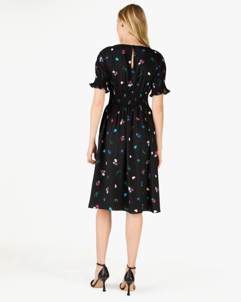Chinoiserie Buds Puff-sleeve Blaire Dress