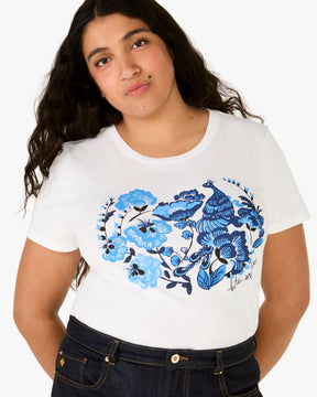 Embellished Peacock Floral Tee