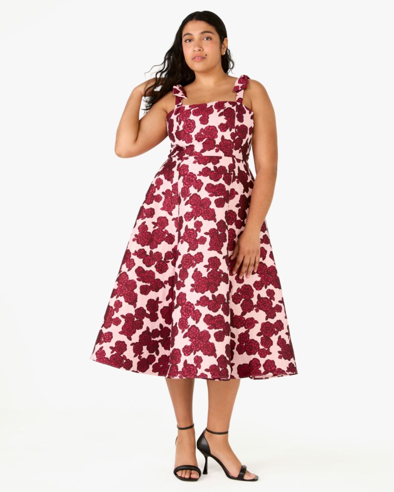 Rosy Florets Brocade Dress