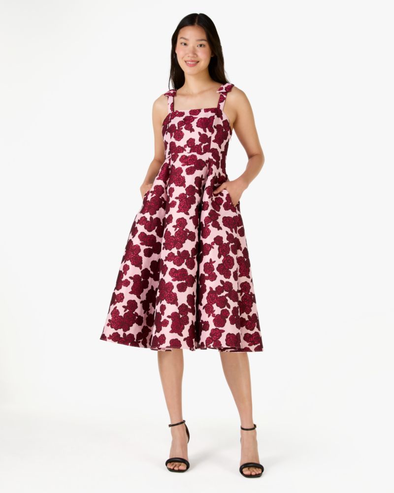 Rosy Florets Brocade Dress